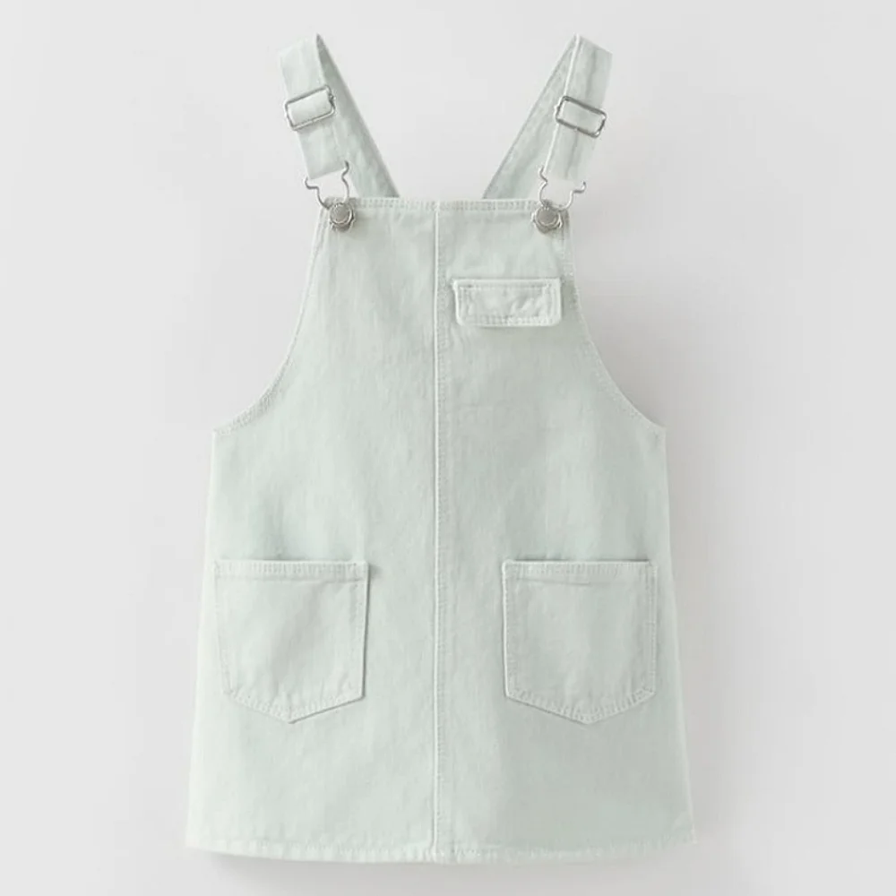 Zara Solid Color Twill Overall Dress - Picture 1 of 1